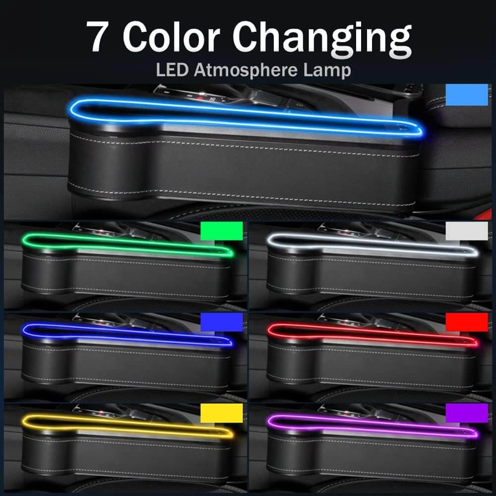 Car Seat Gap Filler Organizer with 7 Color Led Light - Rarecars