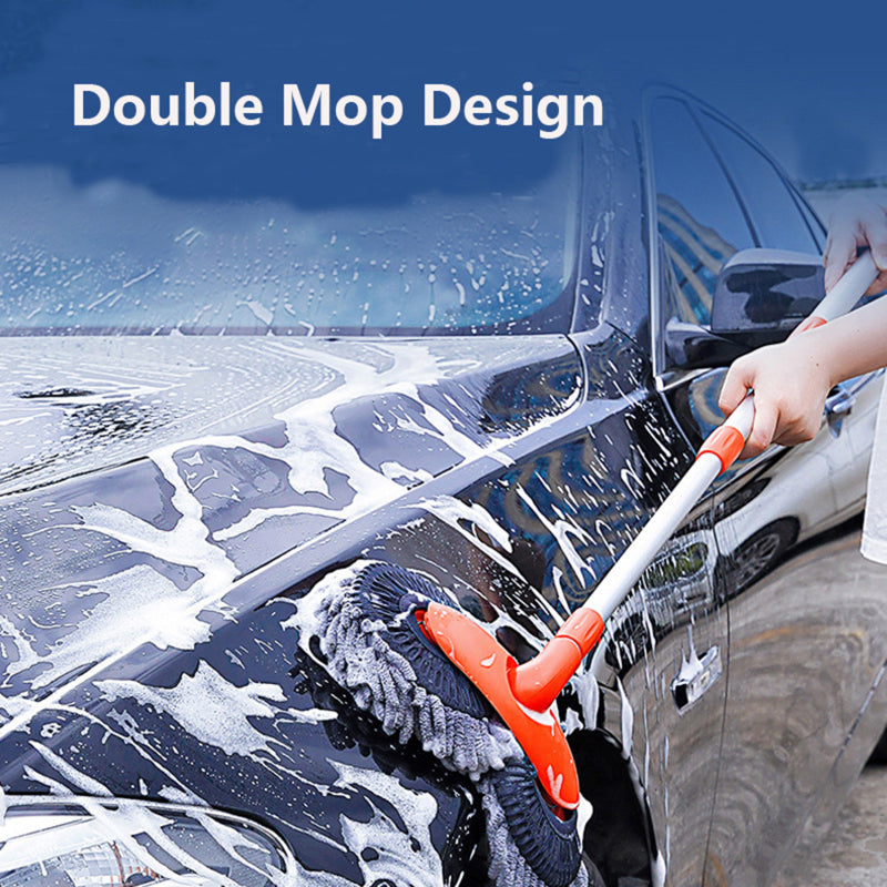 Rotary Chenille Soft Brush Long Handle Retractable Car Wash Mop - Rarecars